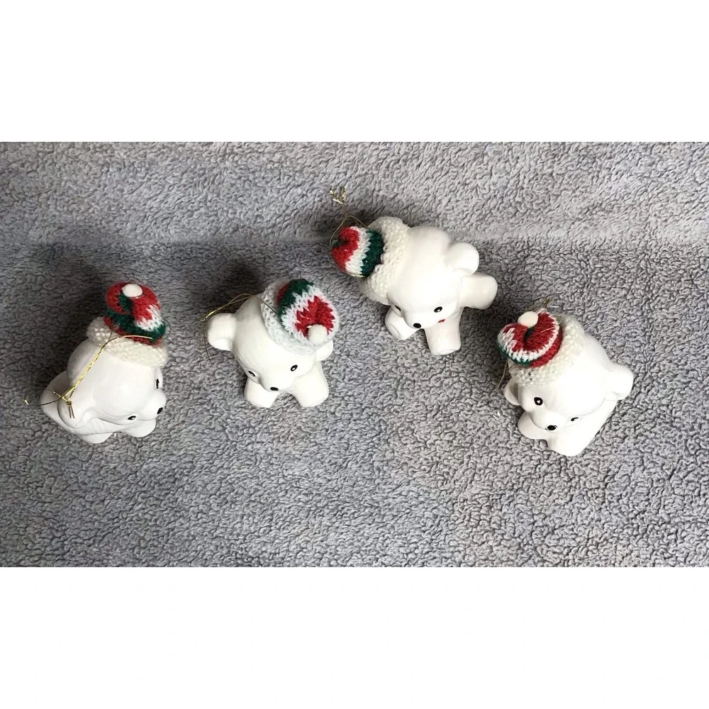 Vintage Christmas Around The World Snow Bear Ornaments‎ W/Box Set of 4 54012